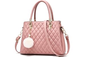 I IHAYNER Womens Leather Handbags Purses Top-handle Totes Satchel Shoulder Bag for Ladies with Pompon