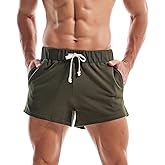 AMY COULEE Mens Sweat Shorts Cotton 3 inch Training Workout Gym Shorts Casual Running Shorts with Pockets