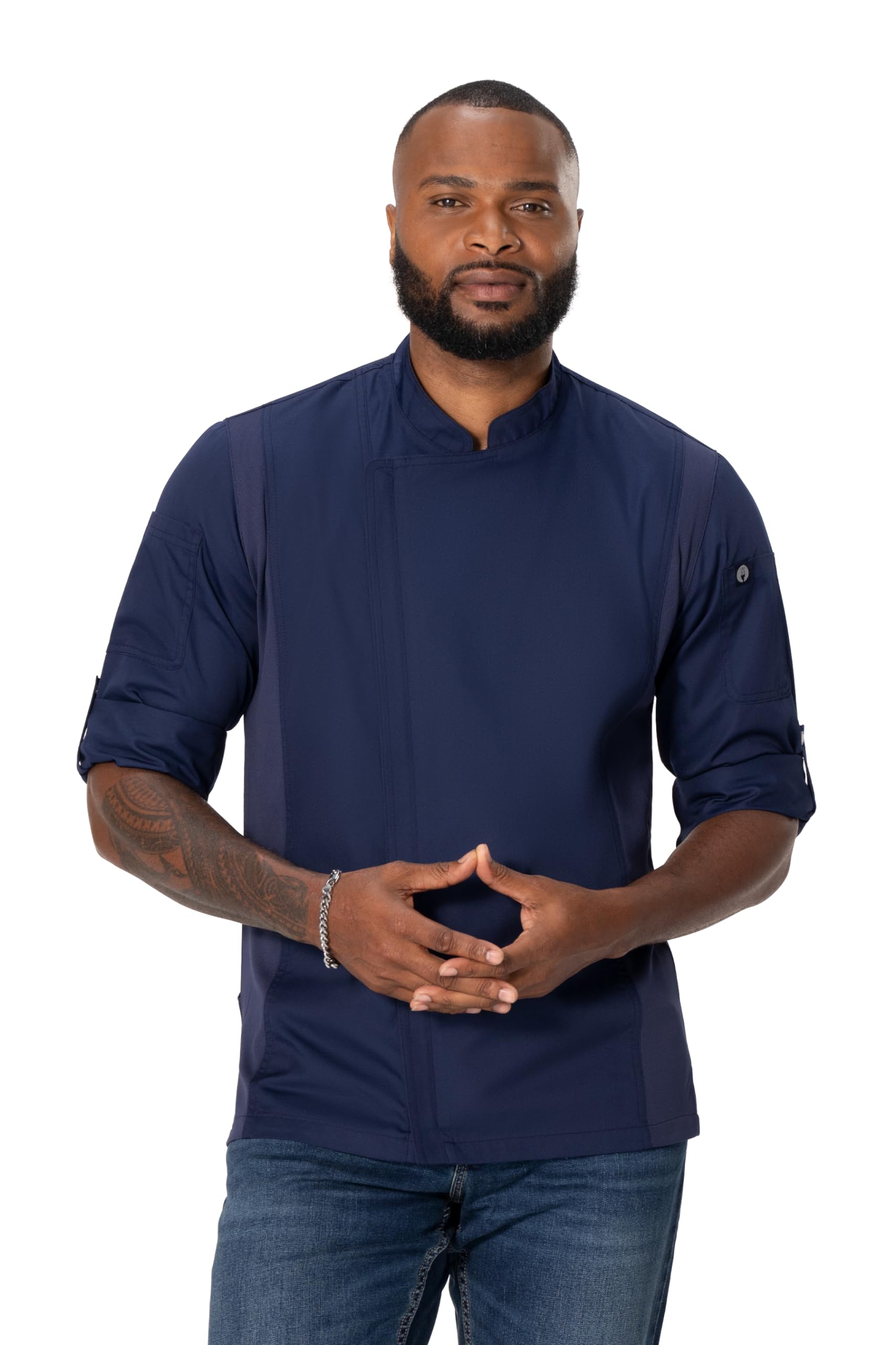 Chef Works Men's Hartford Cool Vent Chef Coat, Navy, 4X-Large Image Chef Works Men's Hartford Cool Vent Chef Coat, Navy, 4X-Large Image