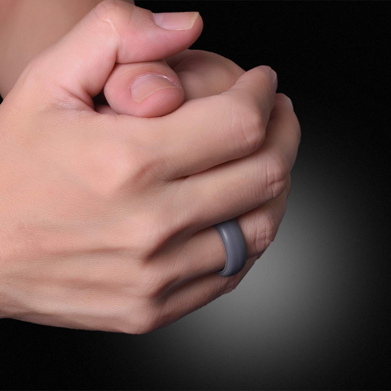 HouNa Silicone Wedding Ring Rubber Wedding Bands for Men & Women 4 Pack 9mm Wide Silver Black Grey Light Grey