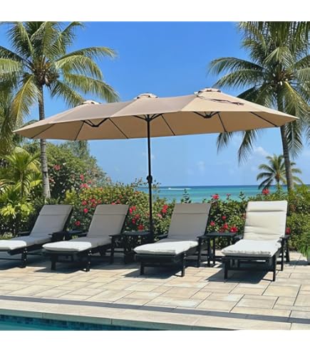 Amazon.com : SVBVRFEEW 12 Ribs Patio Umbrella Replacement Canopy Double  Sided Umbrella Replacement Top Cove 15ft Large Outdoor Umbrella Top Sun  Shade Cloth for Market Yard Garden(Beige) : Patio, Lawn & Garden