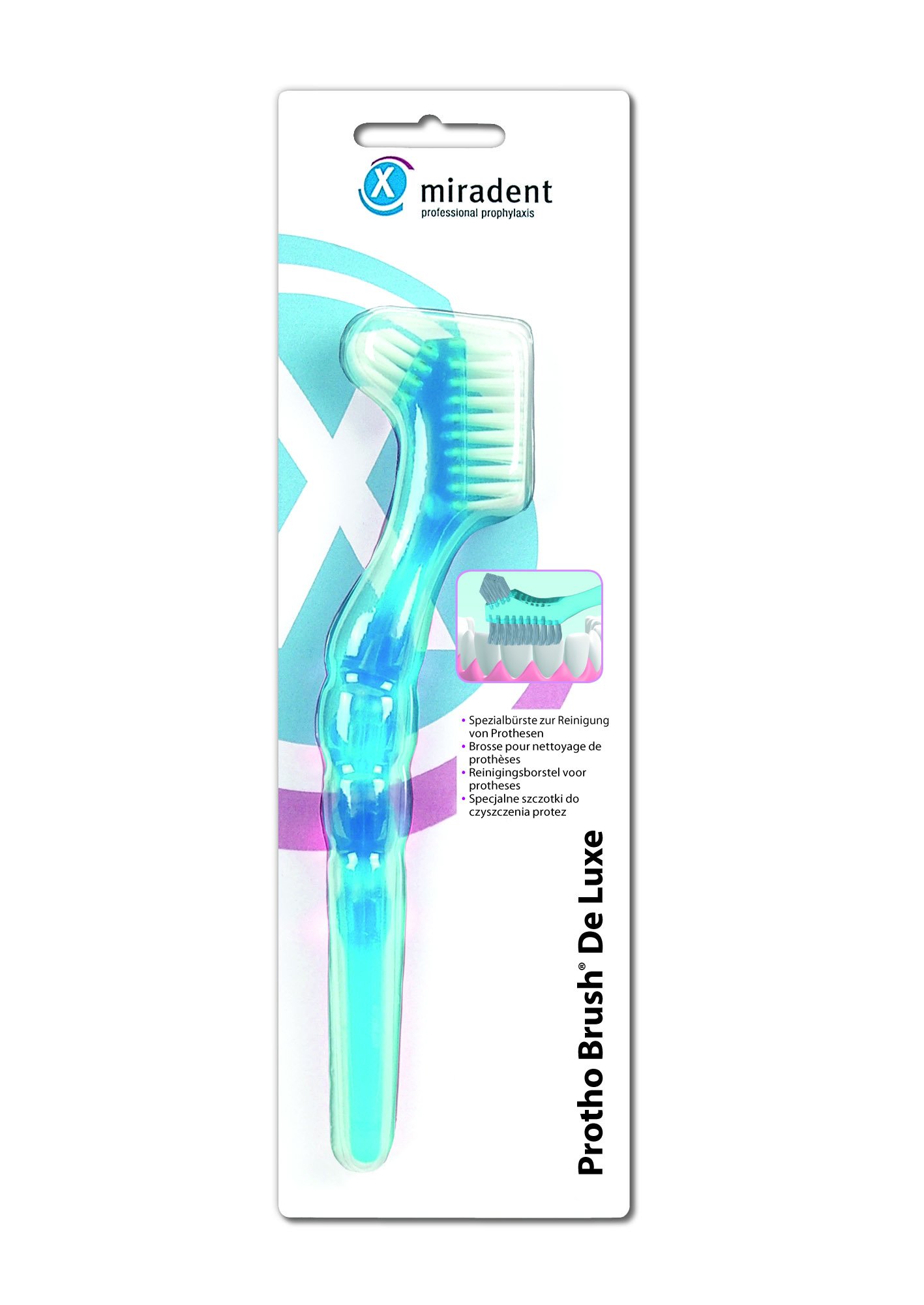 Miradent Protho Brush de Luxe Prosthetic Brush Blue Transparent 1 Piece