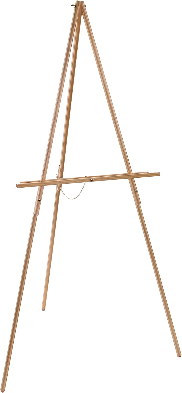U.S. Art Supply 64" High Torrey Wooden A-Frame Tripod Studio Artist Floor Easel - Adjustable Tray Height, Holds 40" Canvas - Wood Display Holder Stand for Paintings, Drawings, Framed Photos, Signs