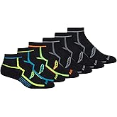 Saucony Men's RunDry Bolt Performance Quarter Socks, Available in L-XL (6, 12 Pairs)
