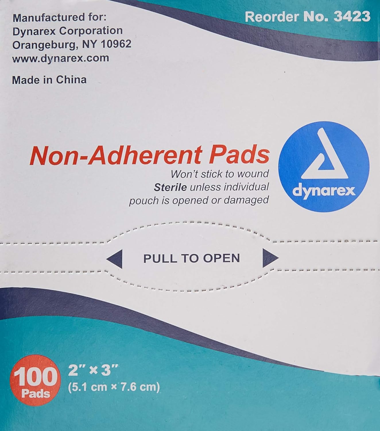 Dynarex Non-Adherent Pad, Sterile, 2x3, Box/100: Health & Personal Care