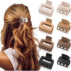 DEPOKA Matte Hair Clips for Women and Girls - Rectangle and Double Row Small Claw Clips for Thin/Medium Fine Hair - Nonslip J