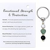 Dorla Cool Natural Healing Crystal Stone Keychain Gift Happiness Success Protection for Women Men Healing Crystals Keyring