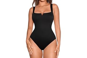 FeelinGirl Tummy Control Shapewear Bodysuit for Women Sleeveless Body Suit Square Neck Slimming Tank Tops