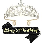 Happy 21st Birthday Decorations for Her - Sash, Crown, and Gifts for Women