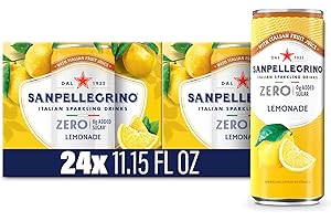 Sanpellegrino Zero Grams Added Sugar Italian Sparkling Drinks Lemonade, Sparkling Lemon Beverage, 24 Pack of 11.15 Fl Oz Cans