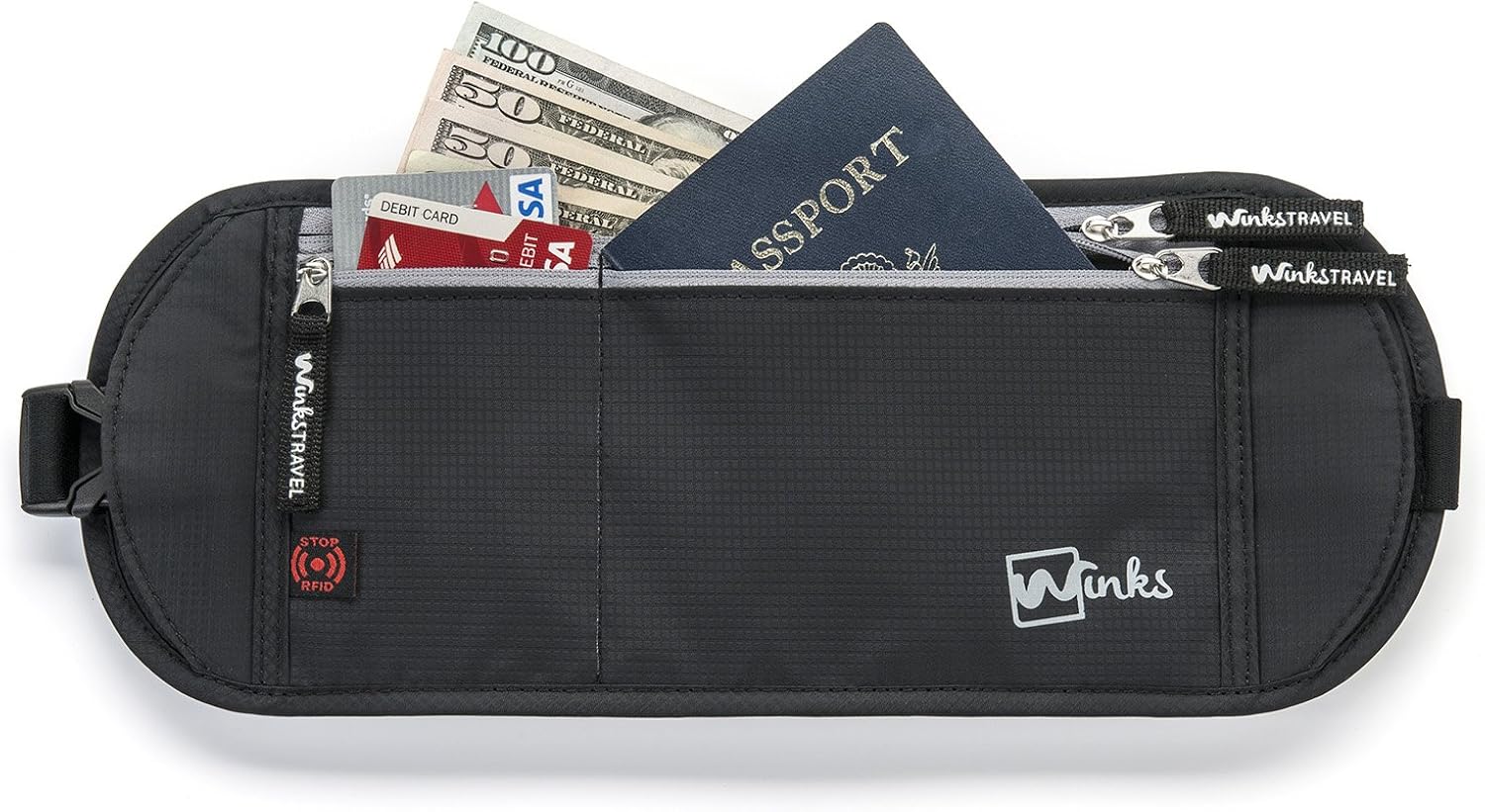 Travel Money Belt Passport Holder w/RFID Blocking Sleek