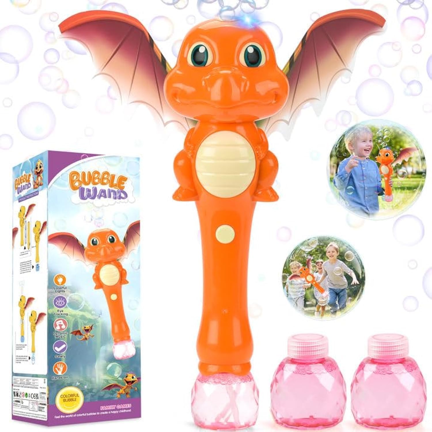 Chridark Toys for 3-8 Year Old Kids Boys:Dinosaur Bubble Wand Bubble Machine Gifts for 3 4 5 6 7 8 Years Old Boys Birthday Presents for Toddlers Age 3-5 Light Up Outdoor Games Party Garden Bath Toys
