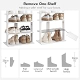HOOBRO Narrow Shoe Rack Wooden 8-Tier with 2 Hooks White view 6
