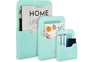 Okuna Outpost 3 Piece Magnetic File Holder for Refrigerator, Organizer for Mail, Folders, Pens (Teal, 3 Sizes)