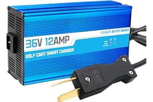 Flngr 12 Amp 36 Volt Golf Cart Battery Charger for Yamaha EZGO (Lead-Acid) Club Car,12 Amp Smart Charger with Trickle Charge,36 Volt Charger-Crowfoot Plug,12A Golf Cart Battery Charger