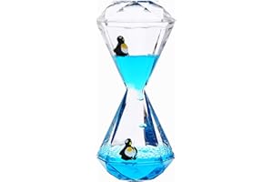 YUE MOTION Liquid Motion Bubbler Timer/Diamond Shaped Liquid Timer for Fidget Toy,Autism Toys, Children Activity, Calm Relaxing,Penguin Desk Toys and Home Ornament