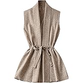 GORGLITTER Women's Sleeveless Long Cardigan Sweaters Vest Dressy Fall Casual Open Tie Front Lightweight Cardigan Trendy