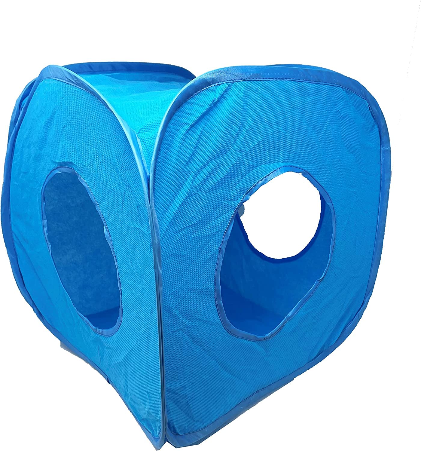 Cat Play Cube Pop Up Cat Play Cube Pet Cat Kitten Cube Tunnel Strong Box Fun Fold Away Animal Toy Small Pets Fun Box 38Hx38Wx38D (cm) Zvire (Blue)