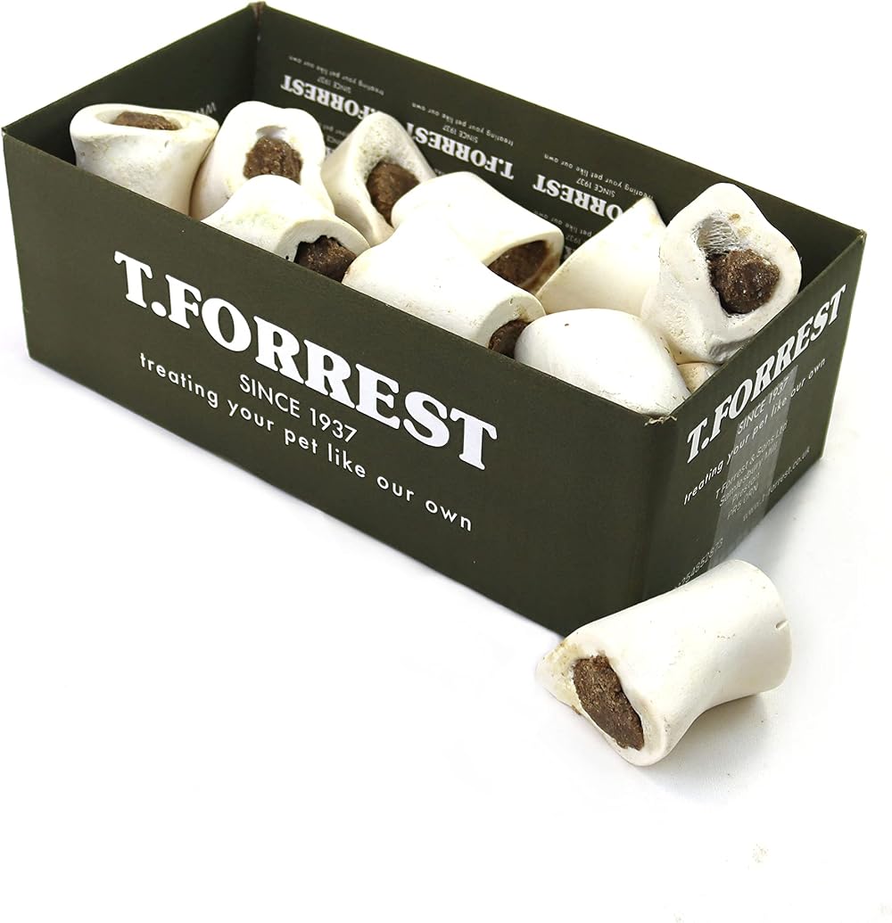 T. Forrest Air-Dried Mini Meat Filled Bones 2" Dog Treats 20 Pack UK Made