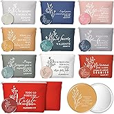 Kacctyen Spanish Christian Easter Gifts for Women Bulk Bible Verse Makeup Bags Religious Gifts Regalos Cristianos Para Mujer Canvas Pouch Compact Mirrors for Female Mom Church(Morandi Color,10 Sets)