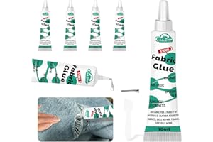 COMDIAN 4 Pcs Fabric Glue Permanent, 10 ML Washable Clear Clothing Glue, Super Fabric Adhesive for Clothes, Leather, Patches, Denim, Flannel, Doll Repair, Rhinestones, Cotton and More