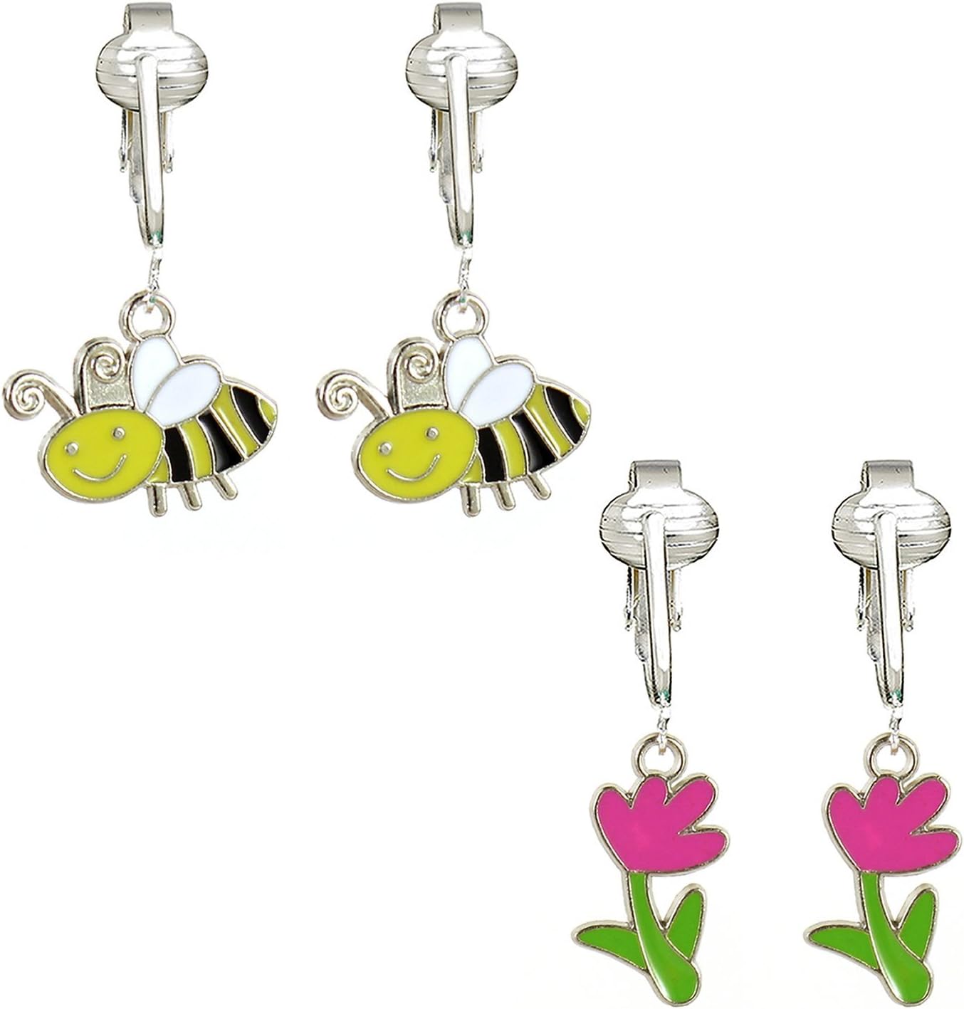 Aloha Earrings Bright & Fun Clip On Earrings Un-pierced Ears, Flamingo, Unicorn, Flowers, Ladybug, Soccer