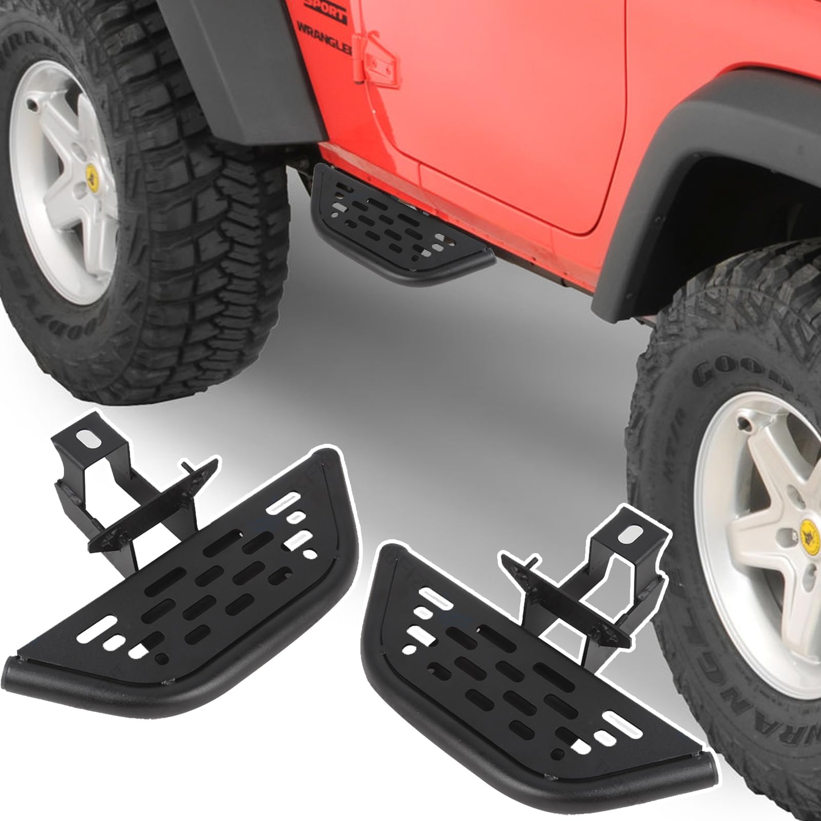 Photo 1 of Front Door Running Boards for Jeep Wrangler JK 2007-2018 2/4 Door Carbon Steel Side Steps Bars