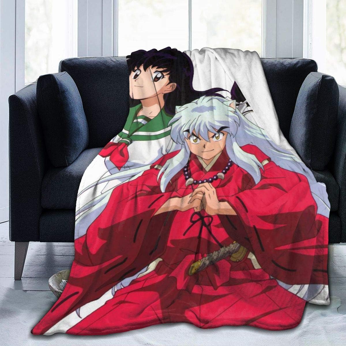 NanZYang Fleece Blanket Inuyasha and Kagome Cozy Bed Linen Microfiber Lightweight Super Soft Luxury Sofa Warm Yoga Mats Blankets Throw Size 50x40 60x50 80x60 Inch