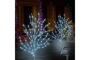 BEHILLER Solar Fairy Light Birch Tree for Home/Wedding/Christmas - 3FT 140LED Artificial Tree with Indoor&Outdoor Use, 8 Modes (Cool White)