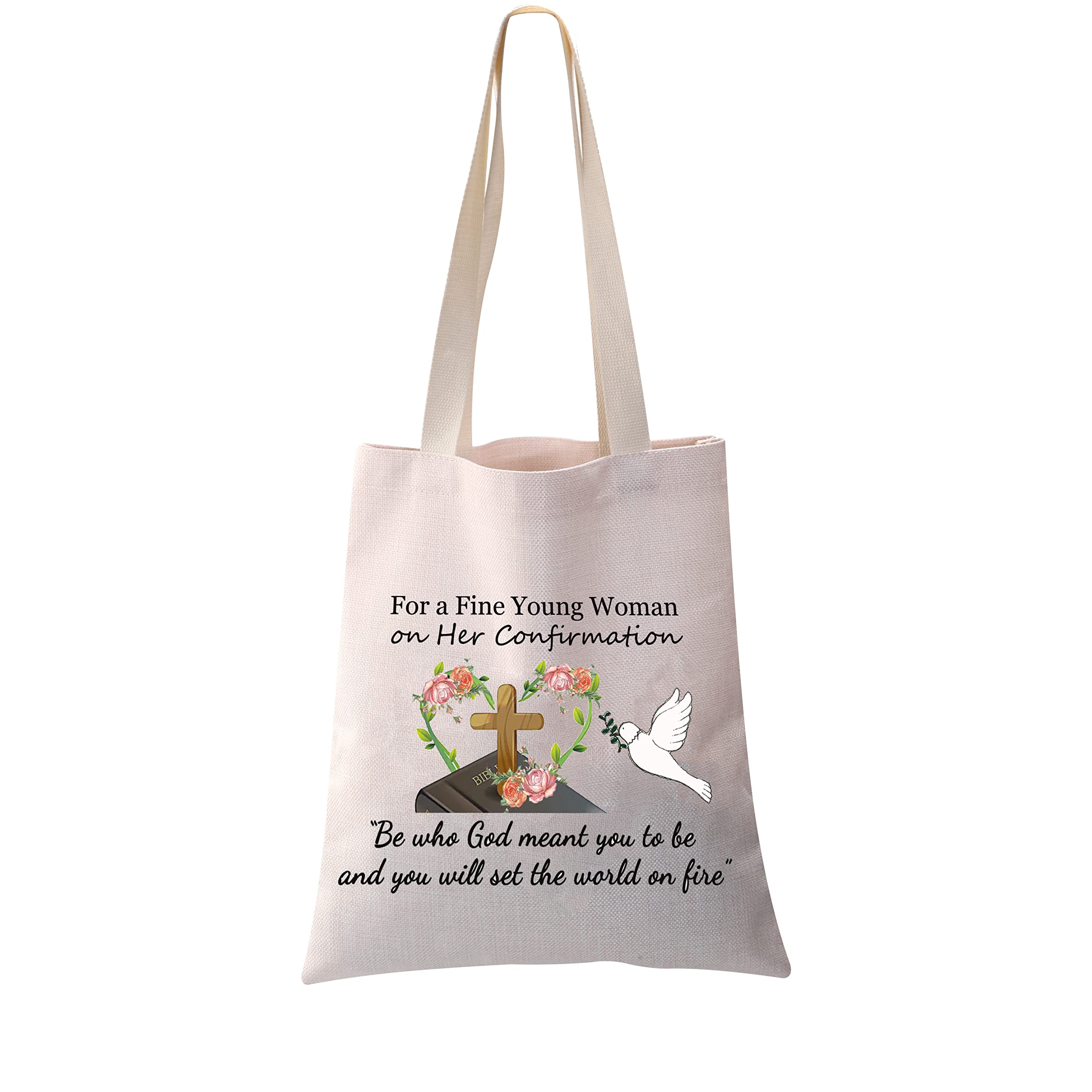 PXTIDY Confirmation Gifts Catholic Confirmation Makeup Bag Confirmed in Christ Gifts Baptism Gifts for Girls Christian Confirmation Gift Religious Church Gift (Tote Bag)
