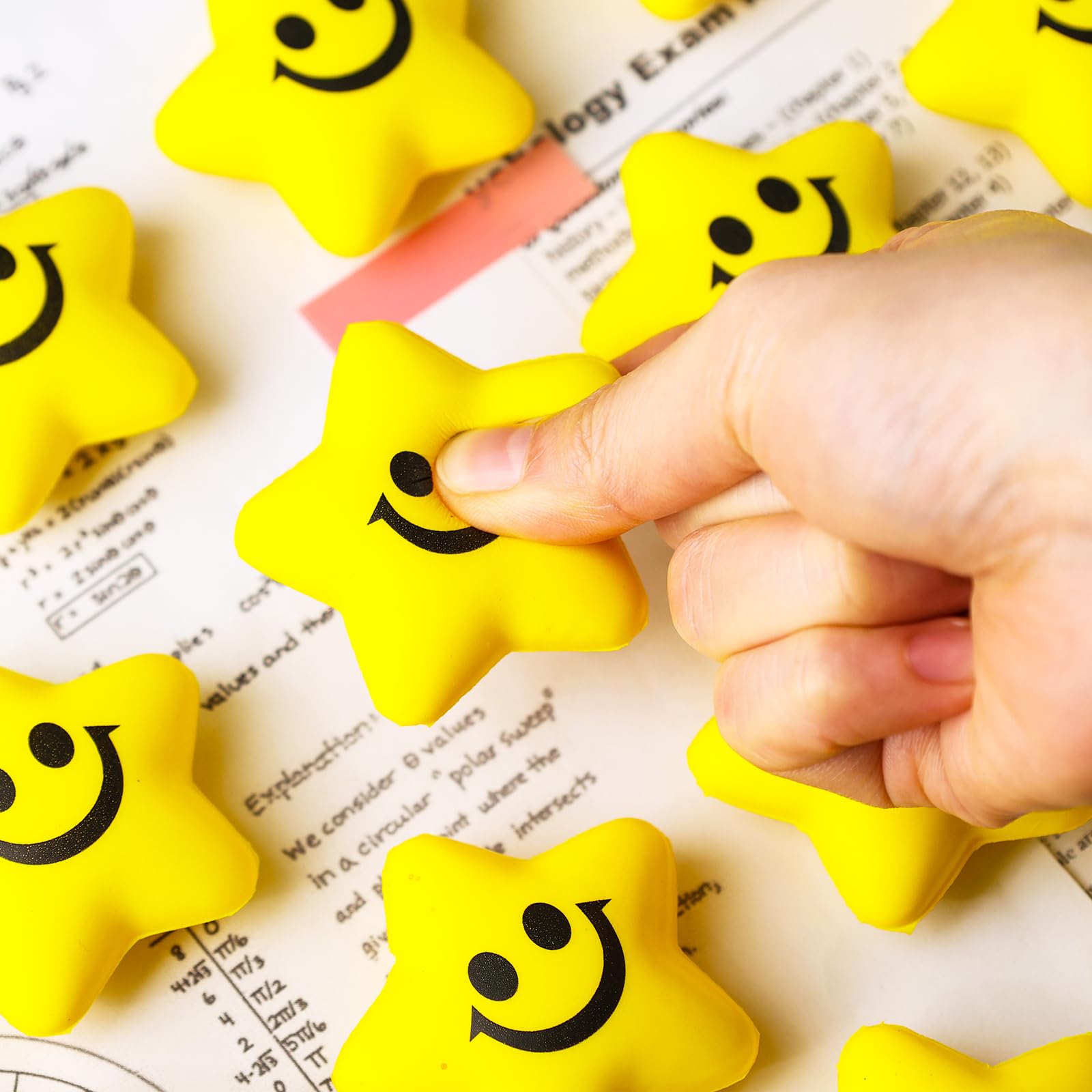 POPLAY 20PCS Foam Squeeze Balls, 2inch Star Smile Face Stress Ball Fidget Sensory Toys for Kids Adults Classroom Prizes Anxiety Relief