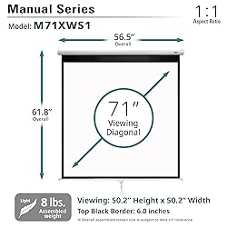 Elite Screens Manual Series, 71-INCH 1:1, Pull Down