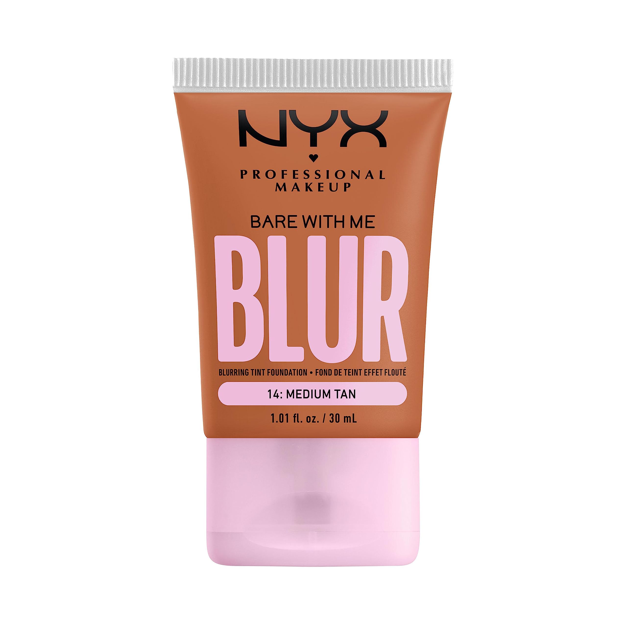 NYX Professional Makeup Blurring Tint Foundation, Medium Coverage, Matte Finish, With Niacinamide, Matcha and Glycerin, 12 Hours Hydrating, Bare With Me Blur, 30 ml, Shade: Medium Tan