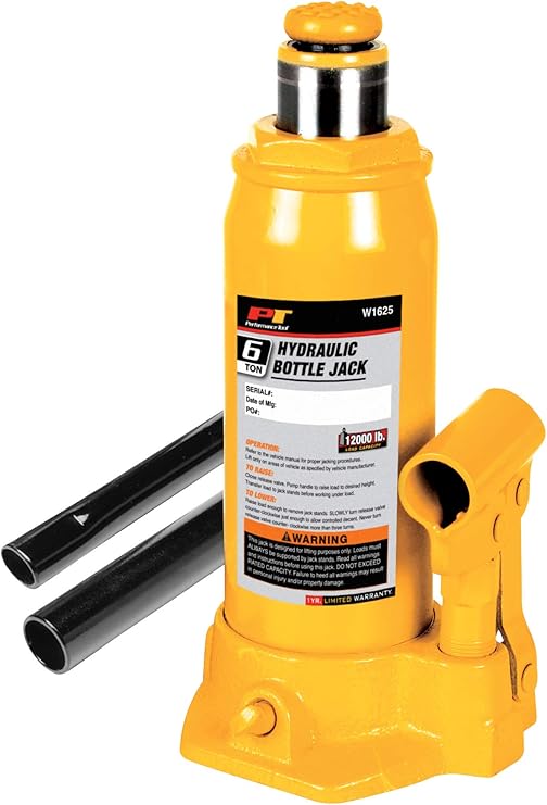 Performance Tool W1625 6 Ton 12 000 Lbs Heavy Duty Hydraulic Bottle Jack Lift Range 8 1 5 To 16 1 4