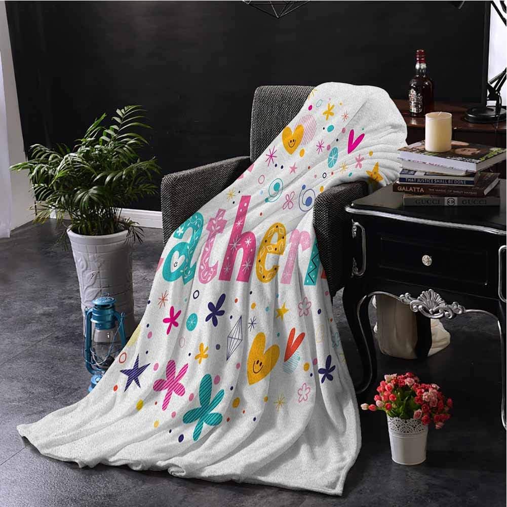 Luoiaax Catherine Bedding Fleece Blanket Queen Size Colorful Alphabet Design Ornate Lettering Nursery Themed Arrangement Dots Pattern Soft Throw Blankets for Adults W70 x L84 Inch Multicolor