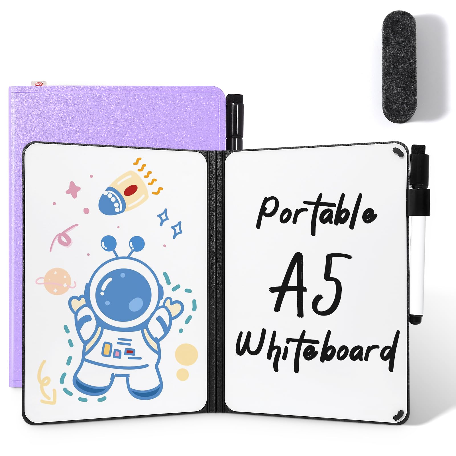 AGM A5 Mini Whiteboard, Double Sided Portable Dry Erase Board with Pen, for Study, Meeting,Doodling-Purple