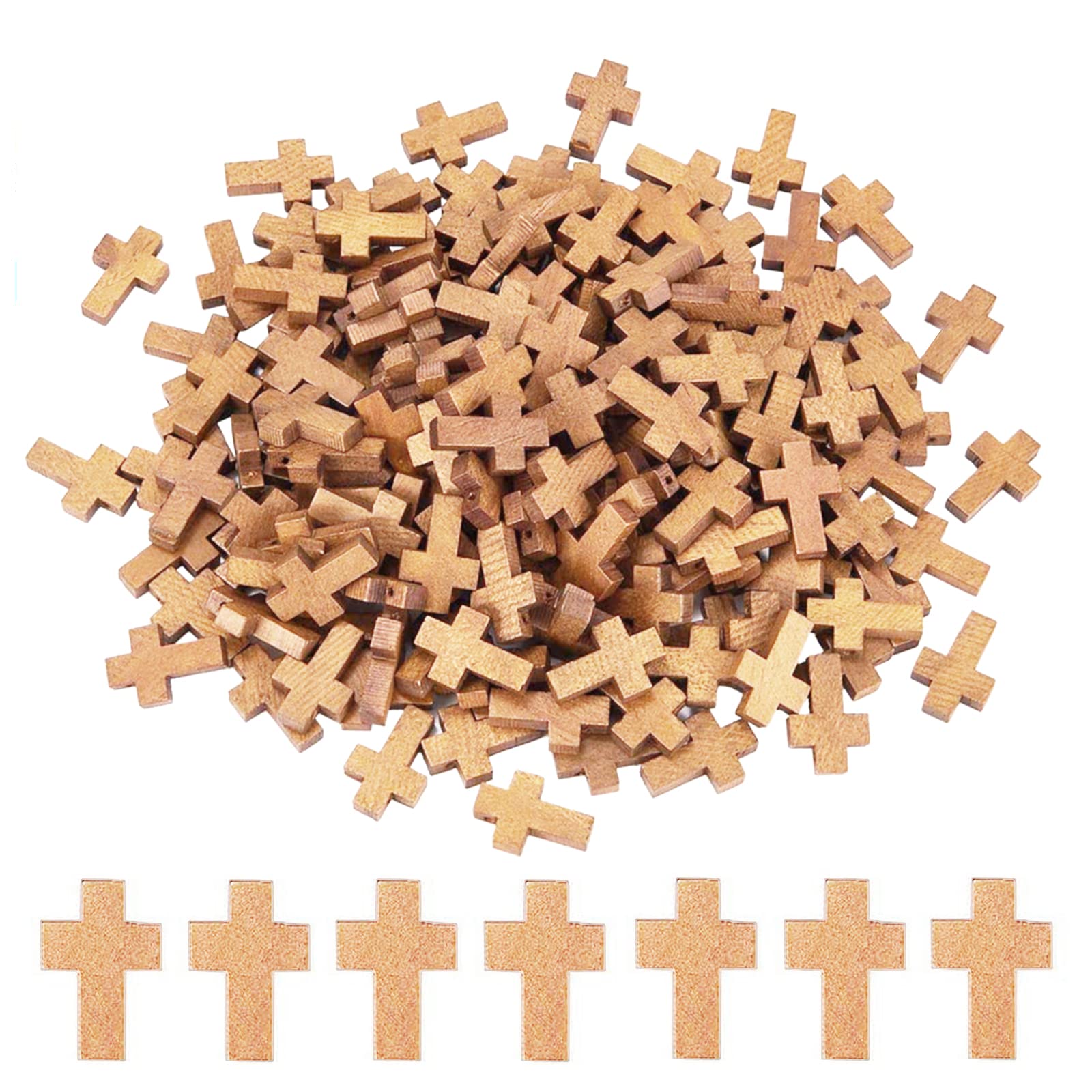 SUNNYCLUE 200Pcs Wood Cross Pendants Natural Wooden Small Cross Charms Pendants with Hole for Necklace Jewellery Making Easter Party Favors DIY Craft Handmade Accessoriese, Camel — image 1