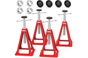 SHALL RV Stabilizer Jacks, 4-Pack Heavy Duty Aluminum Jack Stands for Travel Trailer Camper, Single Support up to 7500 Lbs, RV Leveling Screw Jack with Spare Nuts & Pads, Adjustable from 11" to 17"