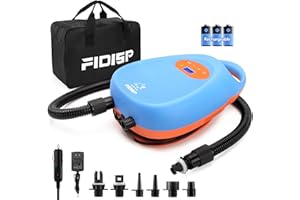 FIDISP Paddle Board Pump Rechargeable 4000mAh Portable, 20PSI High Pressure SUP Air Pump with Dual Stage Inflation&Auto-Off, Deflation Function 12V DC Car Connector Electric SUP Pump for Paddle Board, Kayak