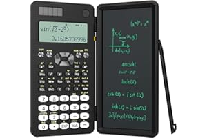 Scientific Calculator for Students with Notepad, ROATEE Middle and High School Supplies for Students, 82 MS Foldable 2-Line Display Science Calculator with Writing Tablet, Solar and Battery Powered