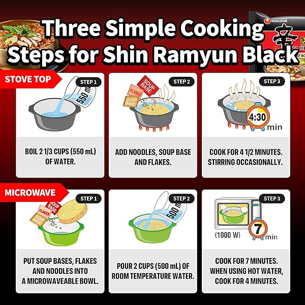 NONGSHIM SHIN RAMYUN BLACK NOODLES, SPICY KOREAN SIGNATURE INSTANT RAMYUN, RICH BEEF BONE BROTH, PANTRY ESSENTIAL KOREAN NOODLES, QUICK AND EASY, 4.58 OZ (PACK OF 16)