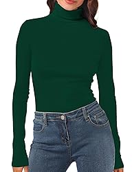 Womens Long Sleeve Turtleneck T-Shirts Mock Neck