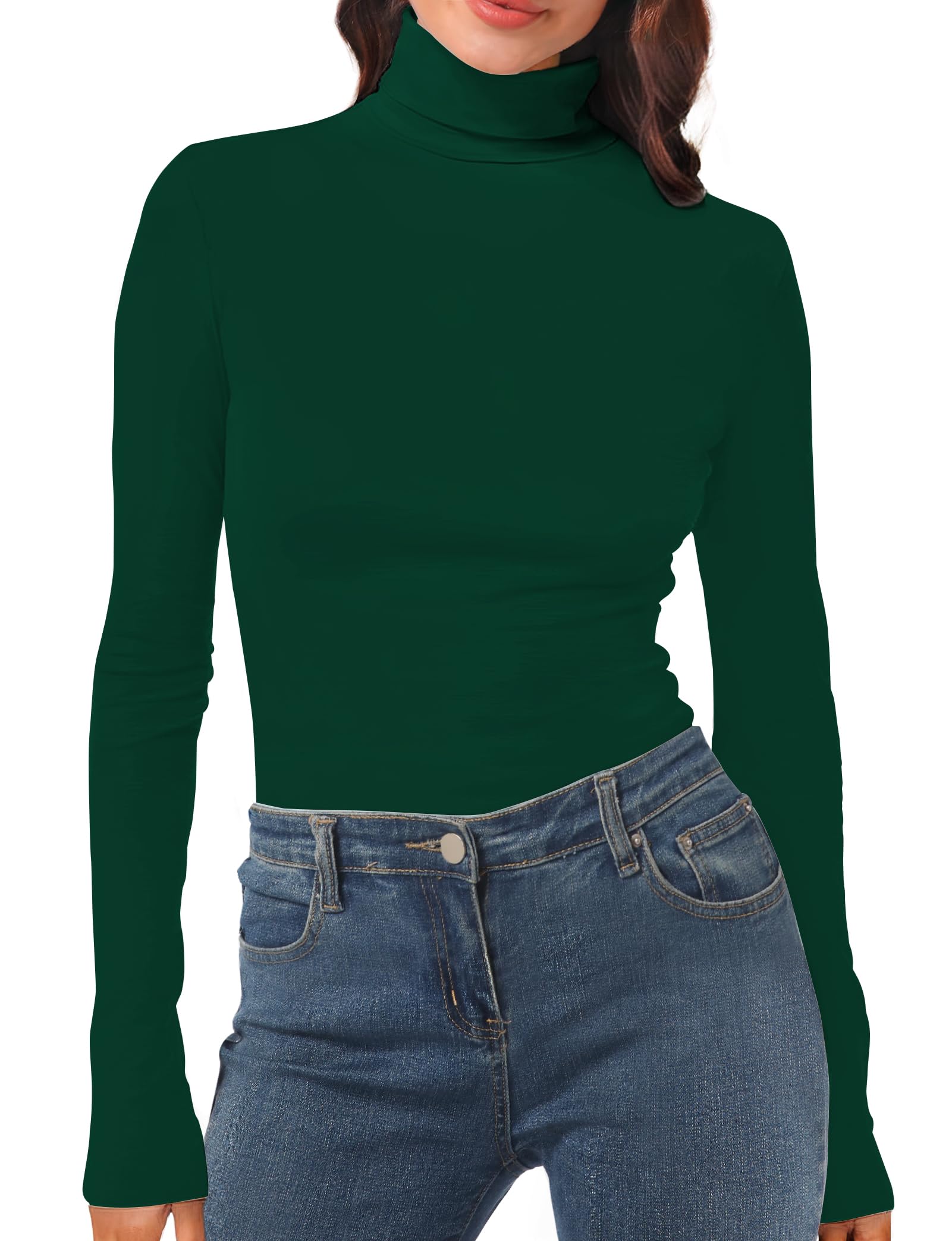 Womens Long Sleeve Turtleneck T-Shirts Mock Neck