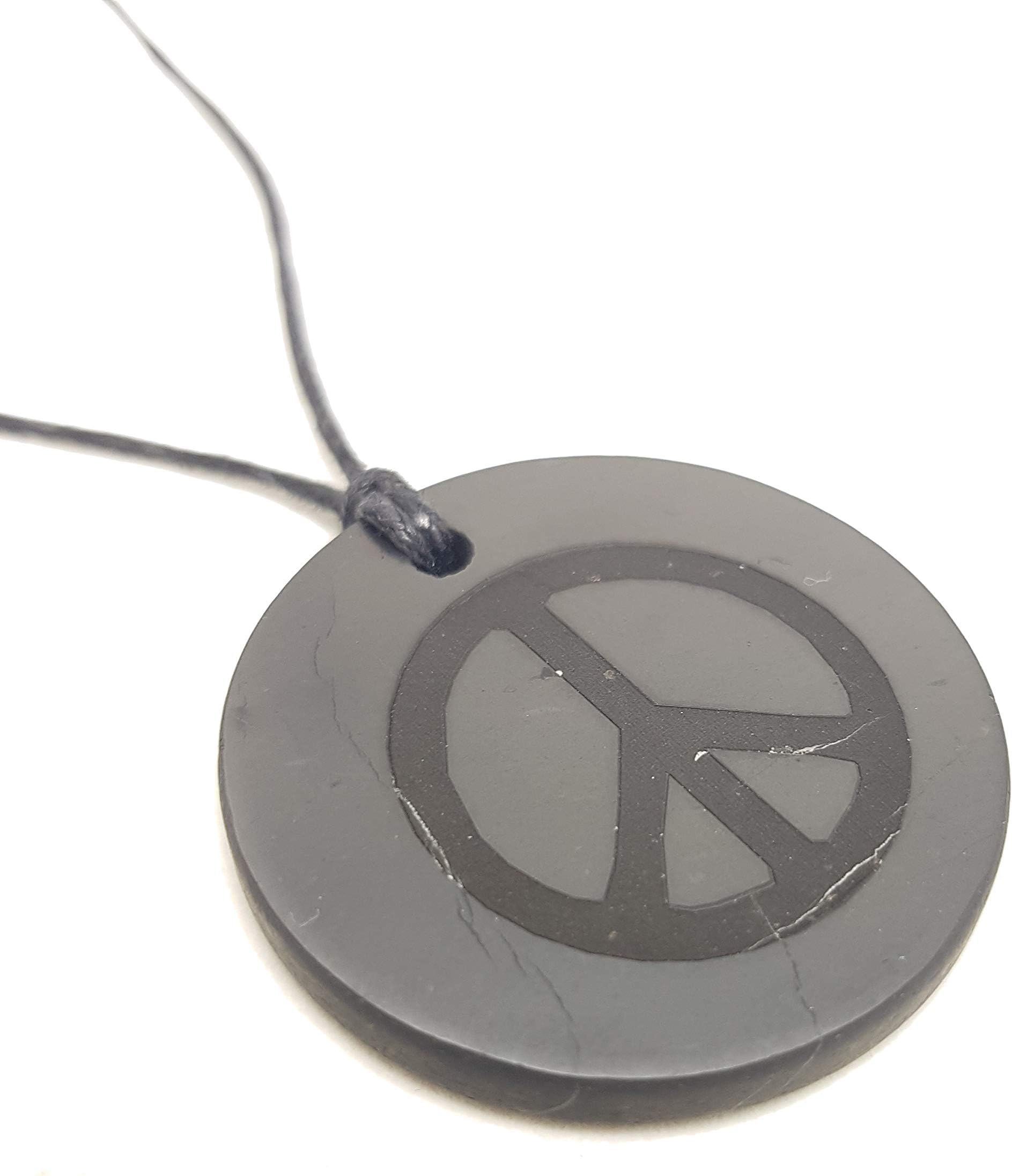 Karelian Heritage Shungite Stone Pendant with Engraving, Black Stone Jewelry