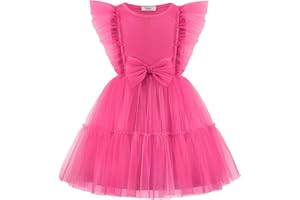 Arshiner Toddler Tutu Dress Girls Tulle Ruffle Bowknot Dresses Summer Wedding Birthday Party Formal Princess Dress 2-6T