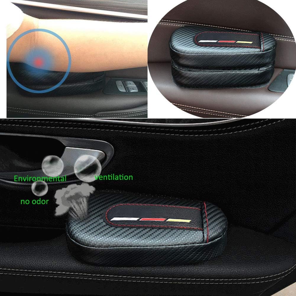 YIKA Carbon Fiber Breathable Soft Memory Foam Car Central and Side Comfort Armrest Rest Pads for C E CLA GLC GLE GLA Class(1pcs)