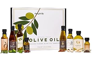Thoughtfully Gourmet, Olive Oil Sampler Gift Set, Premium Extra-Virgin Olive Oil from Spain, Natural Flavors Include Garlic, Chili, Smoky Bacon, Mushroom, Jalapeno and More, Set of 8