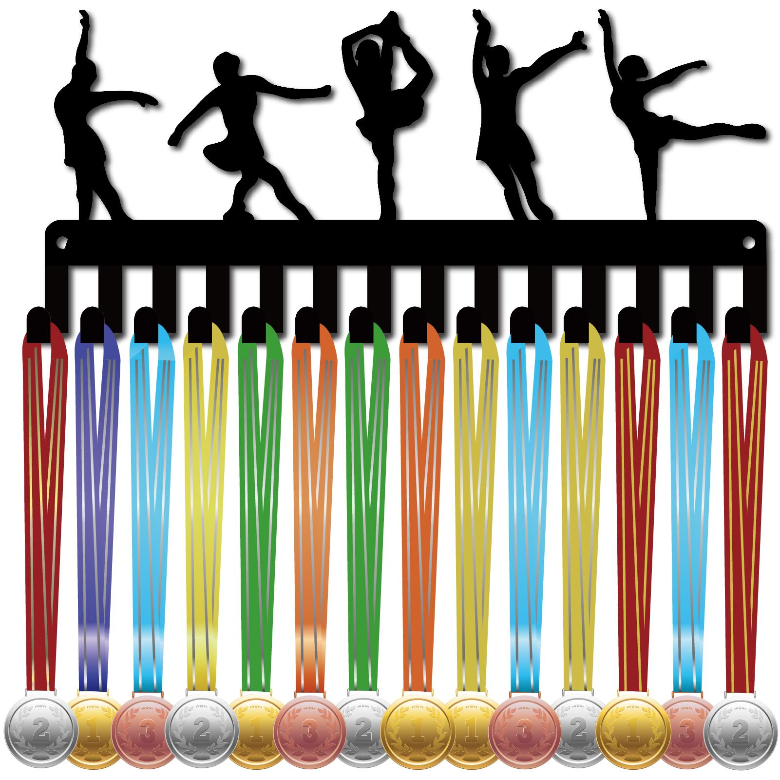 CREATCABIN Dance Medal Hanger Skating Medal Display Sports Competition Medals Lanyard Ribbon Holder Small Frame Rack Awards Wall Mount Hanging for Medals Dancer Athletes Race Medalists 11.4 x 5.1Inch