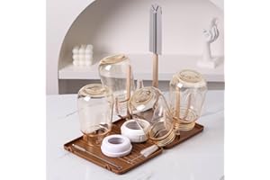 DIJIAMEIYA Baby Bottle Drying Rack，Travel Baby Bottle Drying Rack Set, Cleaner Kit with Silicone Bottle Brush,Straw Brush, Suitable for Home use or Traveling with Babies (Coffee Color)