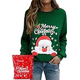 UMIPUBO Women's Merry Christmas Shirts Gifts Christmas Graphic Sweater Buffalo Plaid Tees Pullover Xmas Holiday Sweatshirts